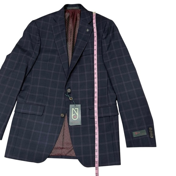 Ted Baker London No Ordinary Joe Jake 100% Wool Suit Navy Windowpane 40Long 34W - Picture 5 of 16